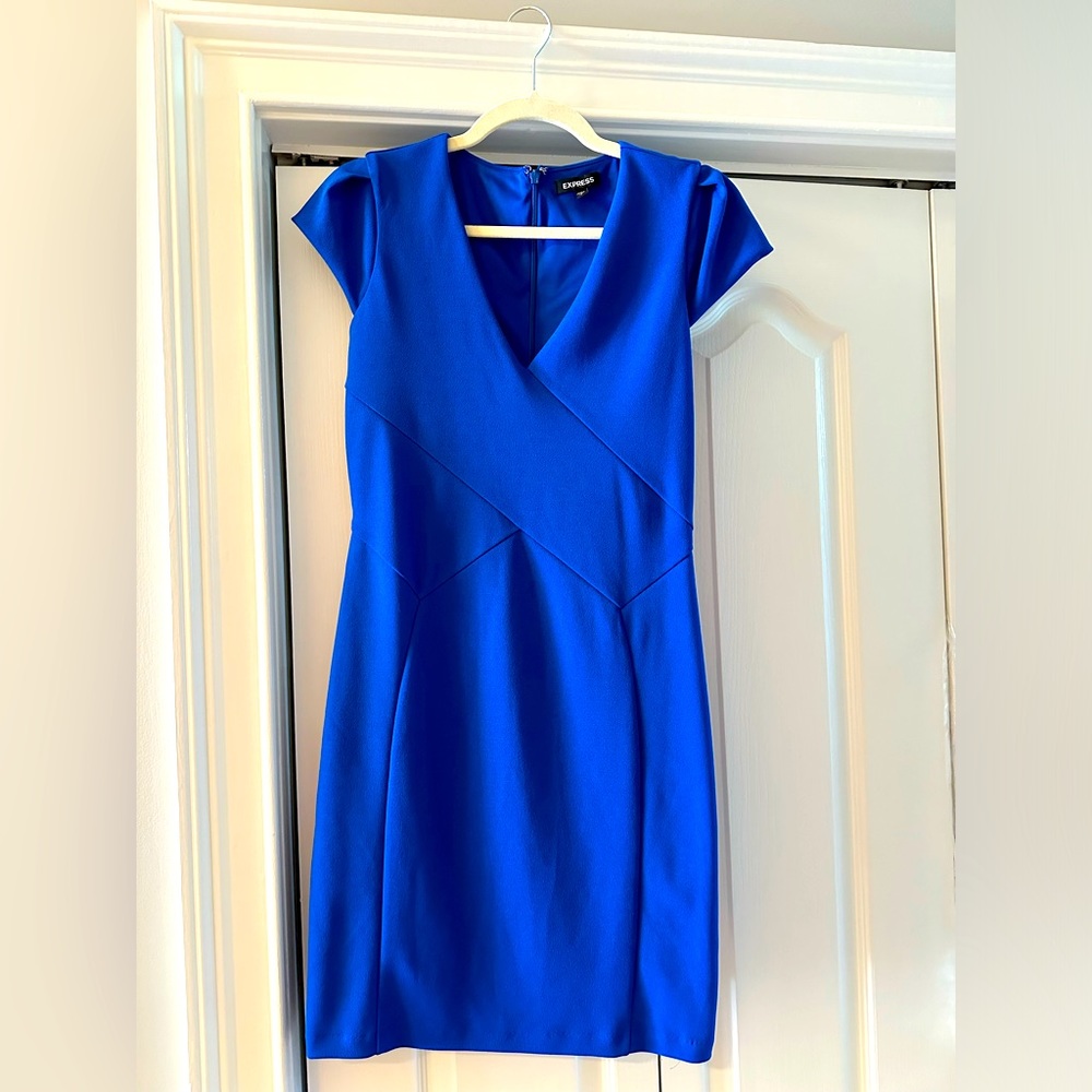 Express V Neck Cobalt Blue Dress